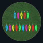 Colorful Merry Runder Aufkleber<br><div class="desc">Frohe Weihnachten besondere typografische Schriftart Zitat Produkt. Passen Sie dies mit Ihrem Text oder Bild an. Übertragen Sie das Bild auf ein beliebiges Element.</div>