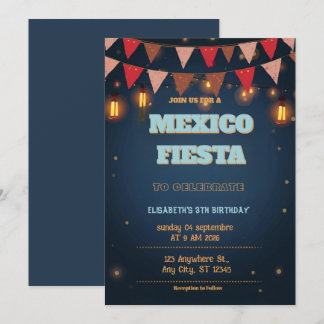 Colorful Mexican Fiesta Birthday Invitation