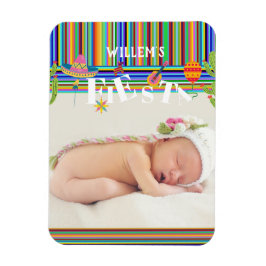 Colorful Mexican Fiesta Cactus Baby Shower Magnet