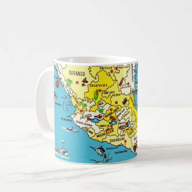 Colorful Mexico Map Tasse (Vorderseite Links)