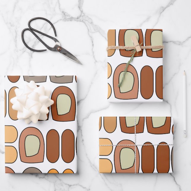 Colorful Mid Century Modern Geometric Geschenkpapier Set (Vorderseite)