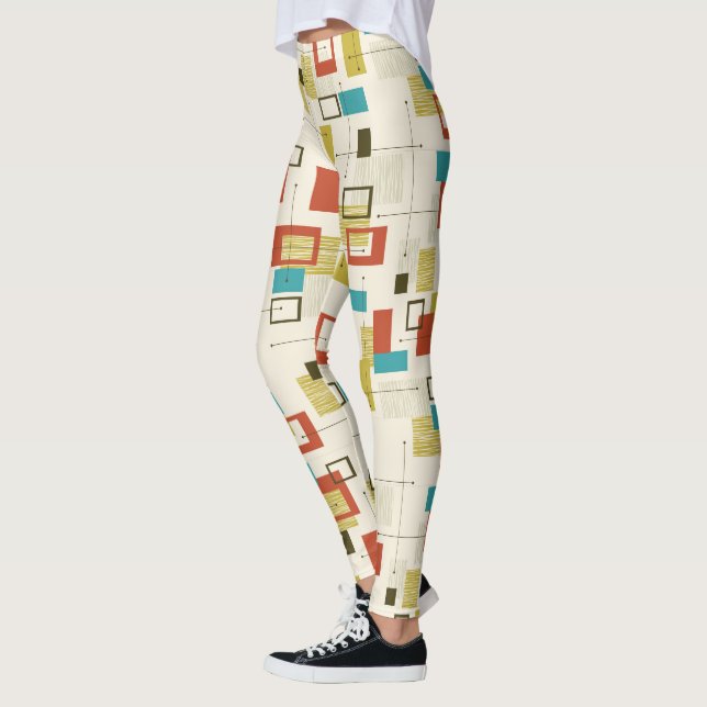 Colorful Mid-Century modern geometric pattern Leggings (Links)