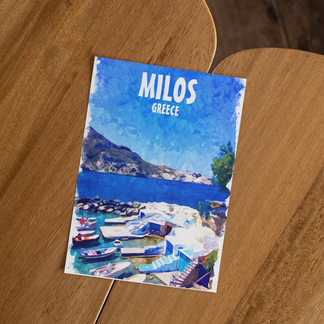 Colorful Milos Griechenland Reisen Postkarte (milos greece colorful postcard)