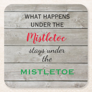 Colorful Mistletoe Holiday Rechteckiger Pappuntersetzer