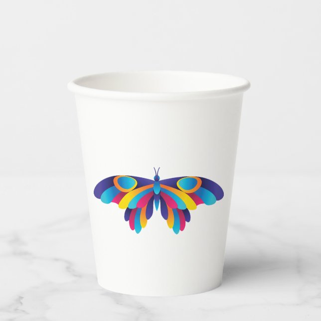 Colorful Modern Butterfly Vibrant Wings Pappbecher (Vorderseite)