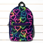 Colorful Modern Girly Neon Love Heart Personalized Bedruckter Rucksack<br><div class="desc">Colorful Modern Girly Neon Love Heart Personalized Name Backpacks features a colorful neon love heart pattern in pink,  green,  blue and yellow. Perfect for back to school,  sports,  gym,  travel and more. Designed by ©2023 Evco Studio www.zazzle.com/store/evcostudio</div>