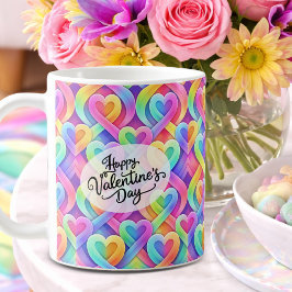 Colorful Modern Hearts Pattern Valentine’s Day Kaffeetasse