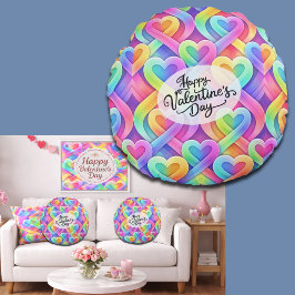 Colorful Modern Hearts Pattern Valentine’s Day Rundes Kissen