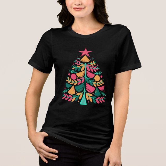 Colorful Modern Holiday Tree Tee (Vorderseite)