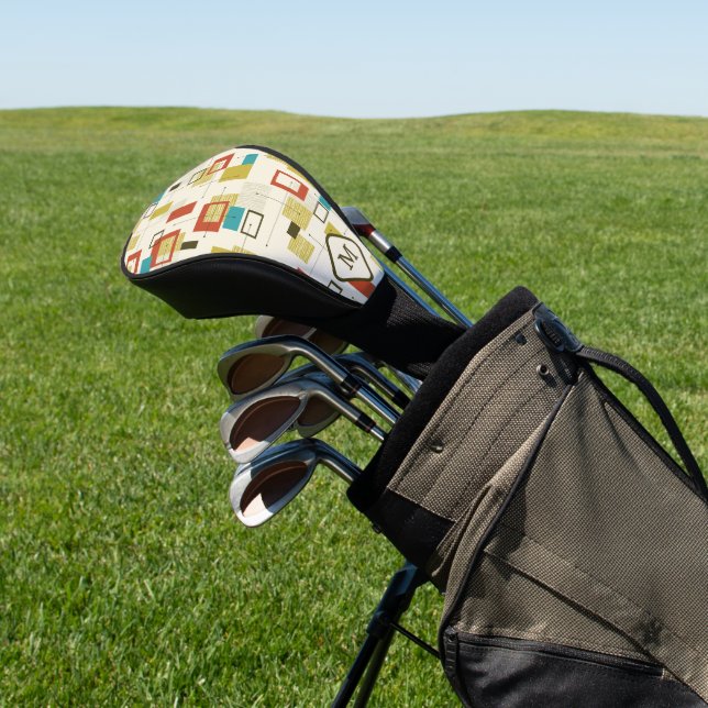 Colorful Modern Mid Century Geometric Pattern Golf Headcover (In SItu)