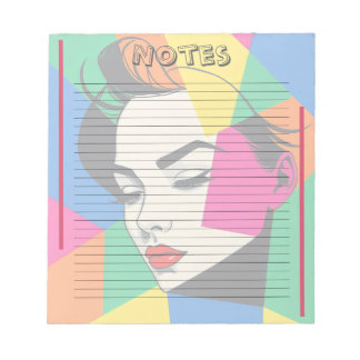 Colorful Modern Pop Art Woman Lined Notepad Notizblock
