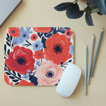 Colorful Modern Red White Blue Watercolor Floral  Mousepad<br><div class="desc">Colorful Modern Red White Blue Watercolor Floral Mouse Pad features a modern design of red and blue flowers on a white background. Designed by Evco Studio www.zazzle.com/store/evcostudio</div>