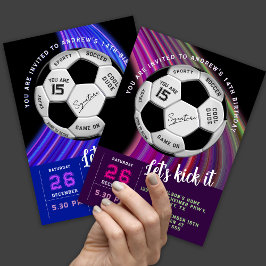 Colorful Modern Sporty Soccer Birthday Einladung