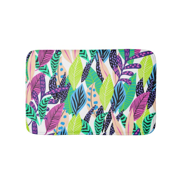 Colorful Modern Tropical Botanical Badematte (Vorderseite)