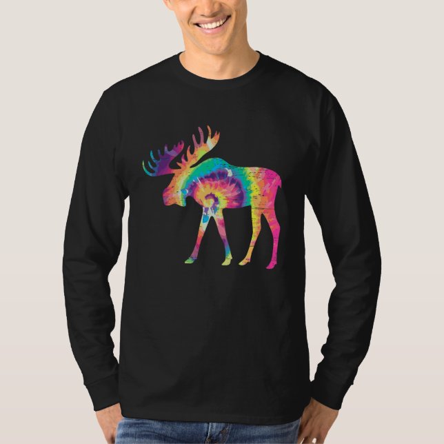 Colorful Moose Alaska Specie Wild Animal Hunting T-Shirt (Vorderseite)