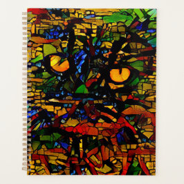 Colorful Mosaic Cat Art Prin Planer