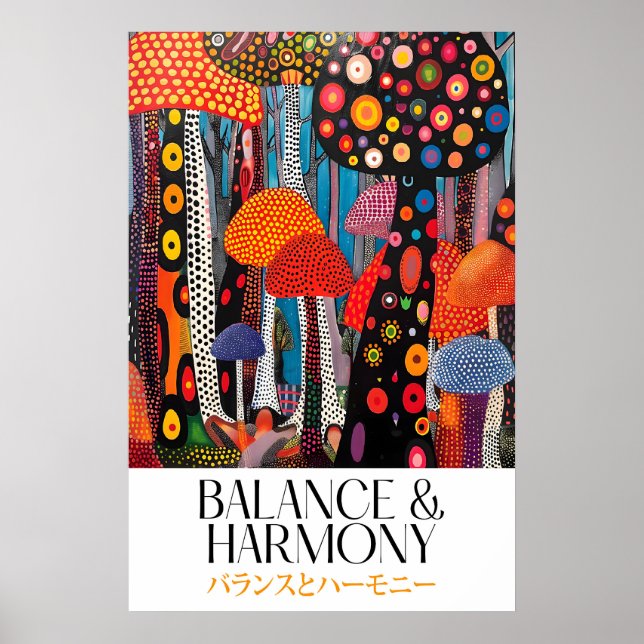 Colorful Mushroom Art Print Psychedelic Forest Poster (Vorne)