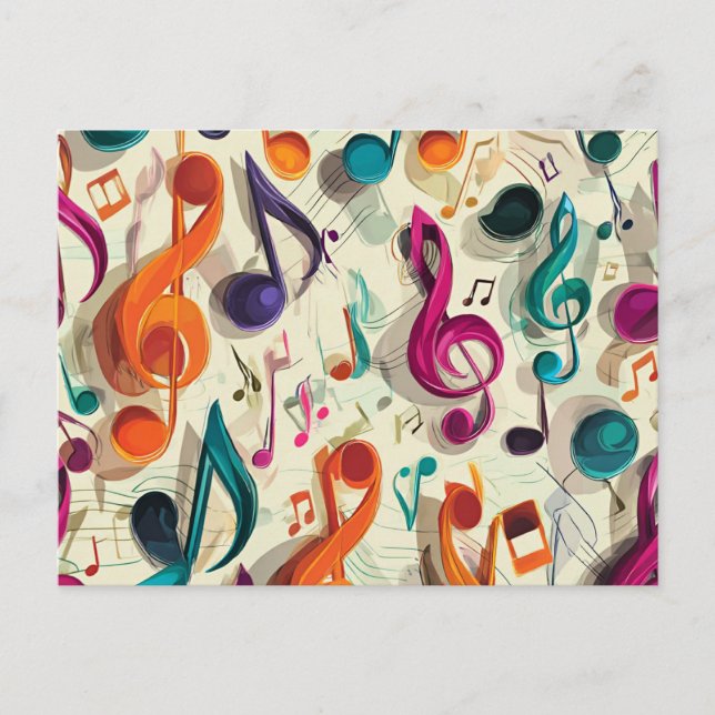 Colorful Music Pattern Postkarte (Vorderseite)