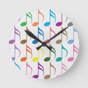 Colorful musical notes pattern runde wanduhr