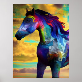 Colorful Mustang Horse Poster