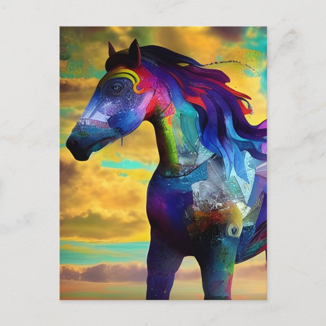 Colorful Mustang Horse Postkarte (Vorderseite)
