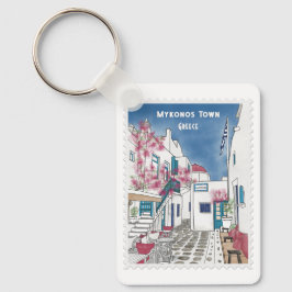 Colorful Mykonos Custom Greece Vacation Souvenir Schlüsselanhänger