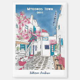 Colorful Mykonos Greece Personalized Souvenir Magnet