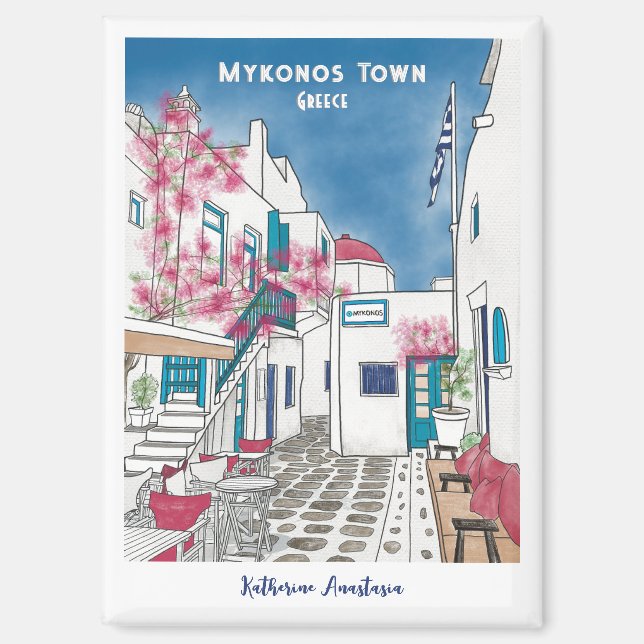 Colorful Mykonos Greece Personalized Souvenir  Magnet (Vorderseite)