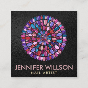 Colorful Nail Art Mandala - Ernennung Quadratische Visitenkarte