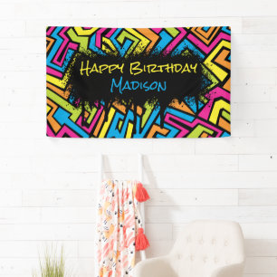 Colorful Neffiti Street Art Birthday Party Banner