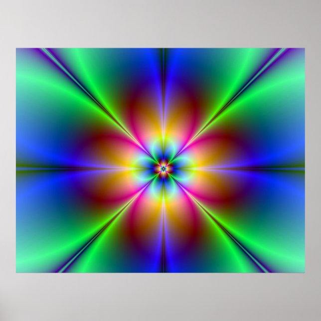 Colorful Neon Daisy Poster (Vorne)