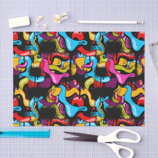 Colorful Neon Graffiti Hip Hop Street Art Seidenpapier (Handwerk)