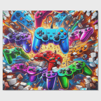Colorful Neon Joysticks Pattern Geschenkpapier