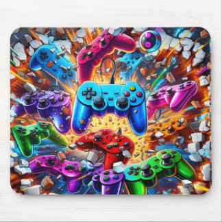 Colorful Neon Joysticks Pattern Mousepad