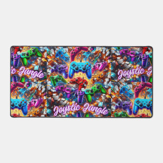 Colorful Neon Joysticks Pattern Schreibtischunterlage