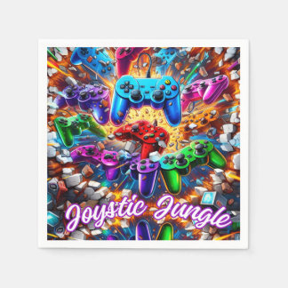 Colorful Neon Joysticks Pattern Serviette