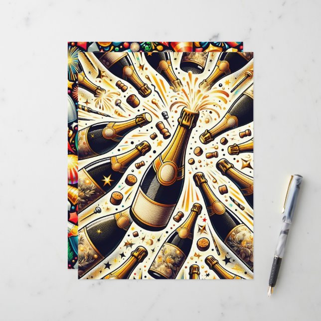 Colorful New Year Celebration Scrapbook Papier (Devant/Arrière en situation)