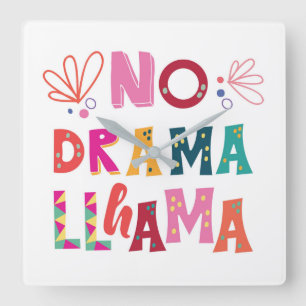 Colorful No Drama Llama Quadratische Wanduhr