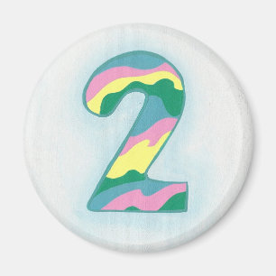 Colorful Number Two Magnet by Cheryls Art
