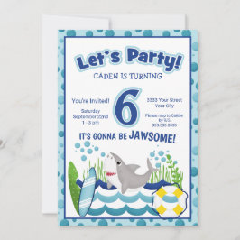 Colorful Ocean Beach Shark 6. Geburtstag Einladung