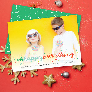 Colorful Oh Happy Alles Confetti Fun Foto Feiertagskarte