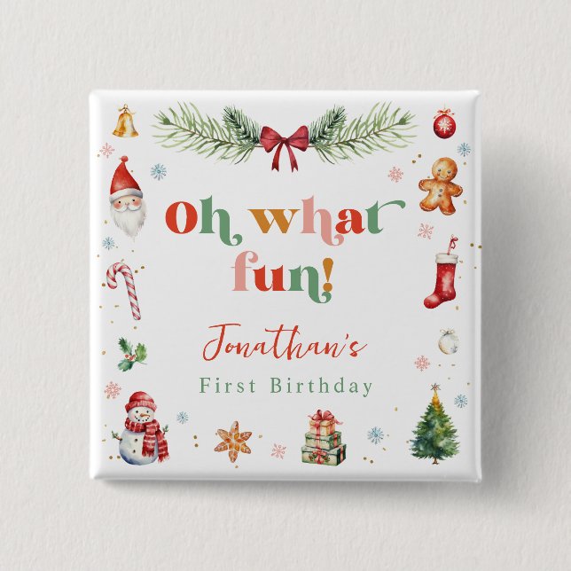 Colorful Oh, was Spaß 1. Weihnachts-Niedliche Gebu Button (Vorderseite)