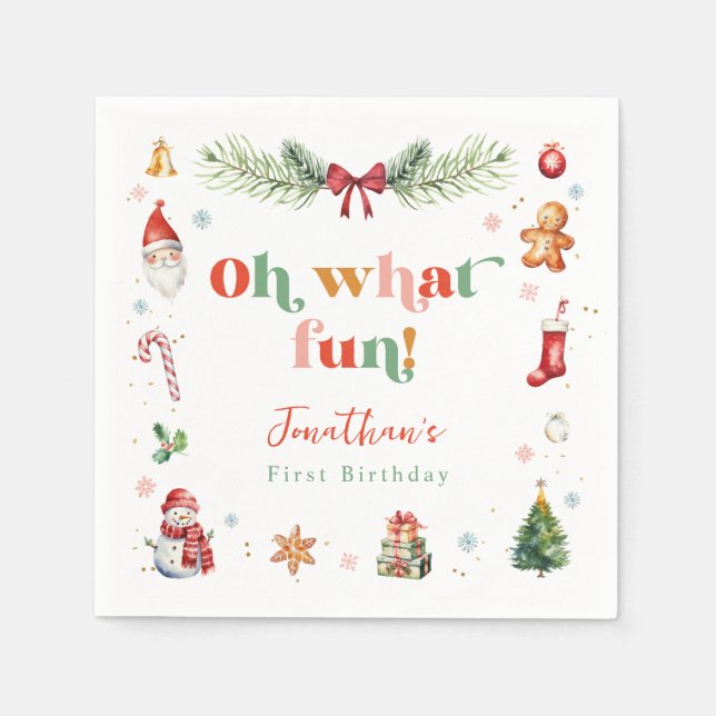 Colorful Oh, was Spaß 1. Weihnachts-Niedliche Gebu Serviette (Vorderseite)