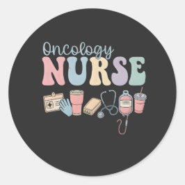 Colorful Oncology Nurse Retro Aesthetic Runder Aufkleber