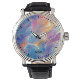 Colorful opal swirly flowing marble texture armbanduhr