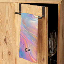 Colorful opal swirly flowing marble texture geschirrtuch