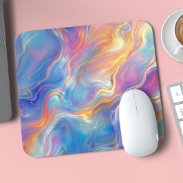 Colorful opal swirly flowing marble texture mousepad