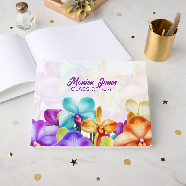 Colorful Orchids Graduation  Gästebuch (Vorderseite Offen)