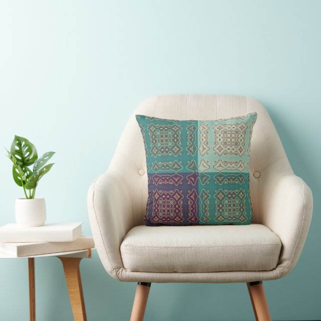 Colorful Ornamental Folk-Inspired Kissen (Stuhl )