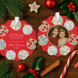 Colorful Ornaments Christmas Photo Ornament Card Karte
